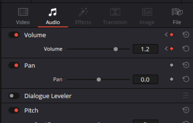 Davinci Resolve Inspector