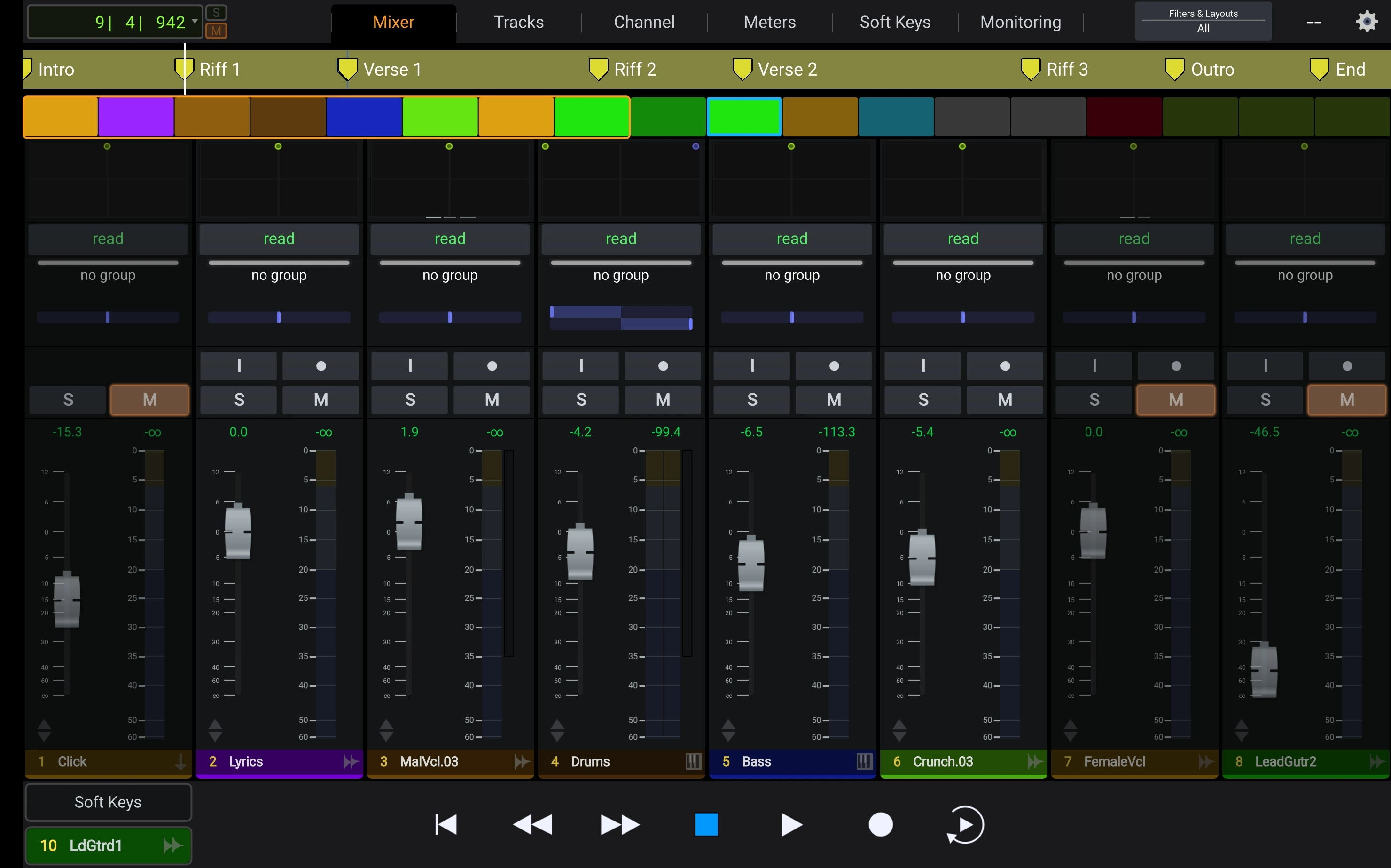 Android tablet running Avid Control in Master mode