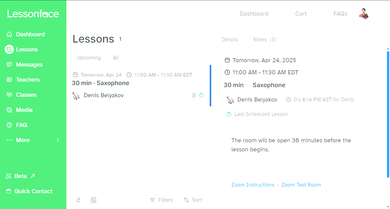 Lessonface uses low-contrast colors that are hard to read
