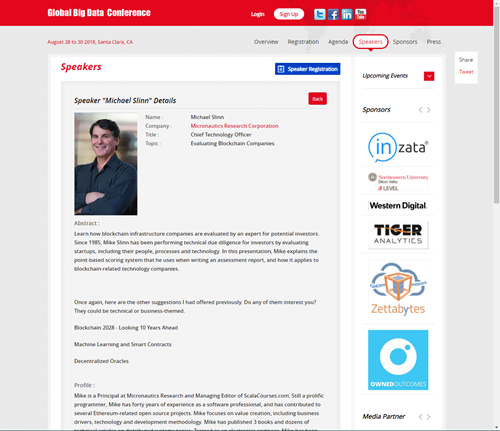 Global Big Data Conference featuring me as a speaker